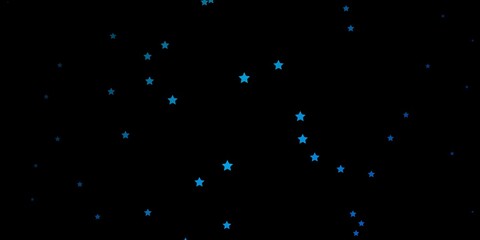 Dark BLUE vector template with neon stars. Decorative illustration with stars on abstract template. Pattern for new year ad, booklets.