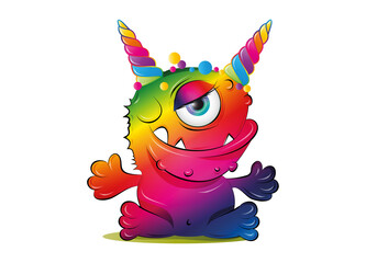 niedliches Regenbogen Monster mit bunten Hörner