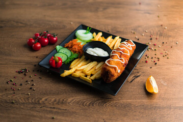 Karageorge schnitzel, Serbian pork specialty. Deep-fried stuffed pork.