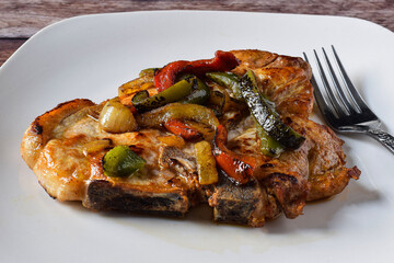 pork chop with peppers and onions