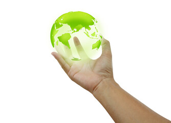 hand holding green earth