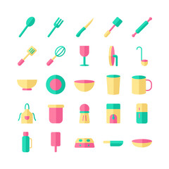 Kitchen icon set vector flat for website, mobile app, presentation, social media. Suitable for user interface and user experience.