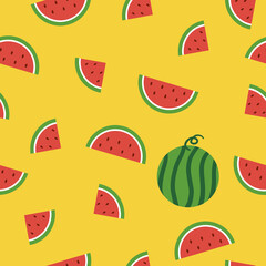 スイカ　シームレスパターン　イエロー