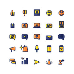 influencer icon set vector flat line for website, mobile app, presentation, social media. Suitable for user interface and user experience.