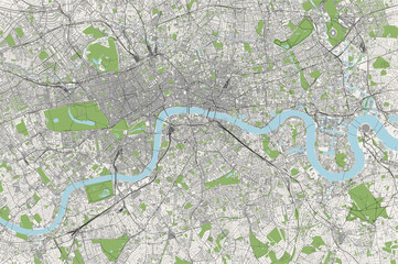 map of the city of London, Great Britain