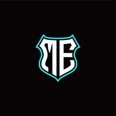 M E initials monogram logo shield designs modern