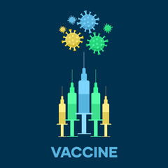 Illustration of the coronavirus vaccine, a syringe containing a vaccine against the virus