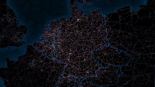 Map of Germany. Night view from space