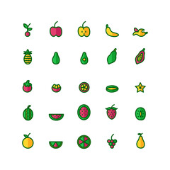 Fruit icon set vector flat line for website, mobile app, presentation, social media. Suitable for user interface and user experience.
