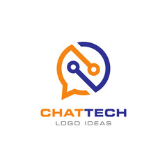 Chat technology logo vector design template.