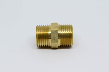 Brass fitting isolated on white background.