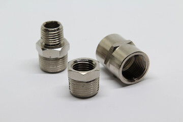 Fittings for water pipes isolated on white background.