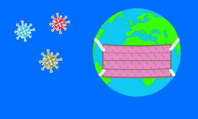 Covid19-Mutter Erde mit Maske