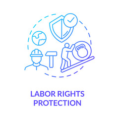 Labor rights protection blue gradient concept icon. Employee health safety. Support labour movement. Trade union idea thin line illustration. Vector isolated outline RGB color drawing