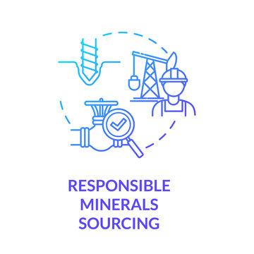 Responsible Minerals Sourcing Blue Gradient Concept Icon. Industrial Production. Mining Platform. Ethical Manufacturer Idea Thin Line Illustration. Vector Isolated Outline RGB Color Drawing