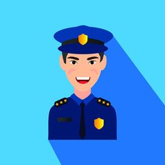 Police Officer Male Man Creative Colorful Character Design Vector Icon Flat