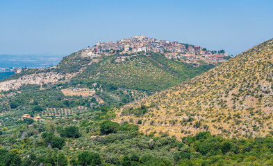 Fototapeta na wymiar Panoramic view of Sant'Angelo Romano, beautiful village in the province of Rome, Lazio, Italy.