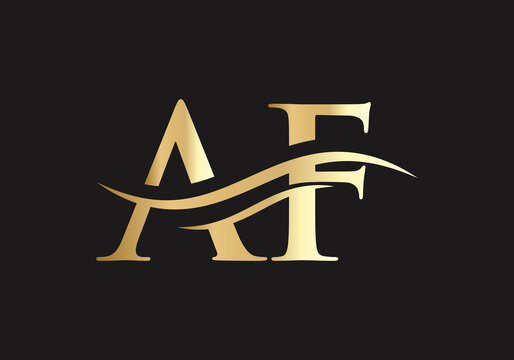 Water Wave AF Logo Vector. Swoosh Letter AF Logo Design for business and company identity.
