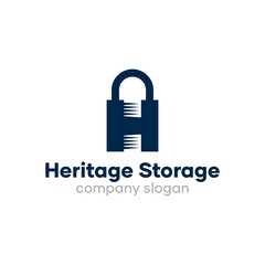 Heritage H Letter Lock Security Logo Design Idea