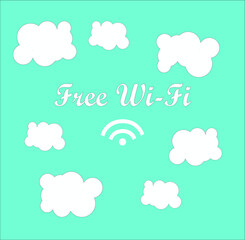 free Wifi vector sign and illustration with clouds