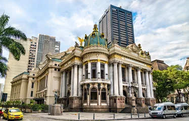Foto op Plexiglas Theatro Municipal, an opera house in the Centro district of Rio de Janeiro, Brazil © Leonid Andronov