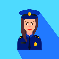 Police Officer Female Woman Creative Colorful Character Design Vector Icon Flat