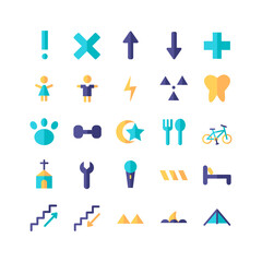 Sign icon set vector flat for website, mobile app, presentation, social media. Suitable for user interface and user experience.