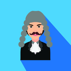 Male Judge Man Creative Colorful Character Design Vector Icon Flat