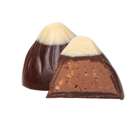 Tasty chocolate sweet candy isolated on the vwhite
