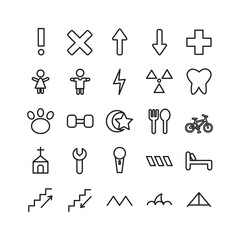 Sign icon set vector line for website, mobile app, presentation, social media. Suitable for user interface and user experience.