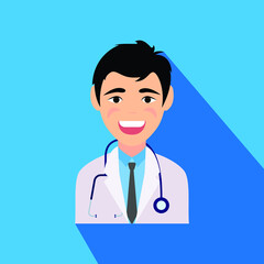 Fototapeta premium Doctor Male Man Creative Colorful Character Design Vector Icon Flat