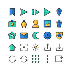 Mobile Interface icon set vector flat line for website, mobile app, presentation, social media. Suitable for user interface and user experience.