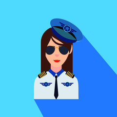 Airplane Pilot Female Woman Creative Colorful Character Design Vector Icon Flat