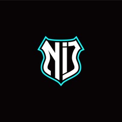 N I initials monogram logo shield designs modern