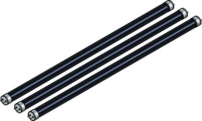 A set of three black light fluorescent tubes / bulbs