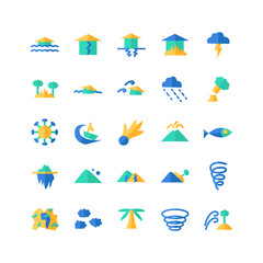 Disaster icon set vector flat for website, mobile app, presentation, social media. Suitable for user interface and user experience.