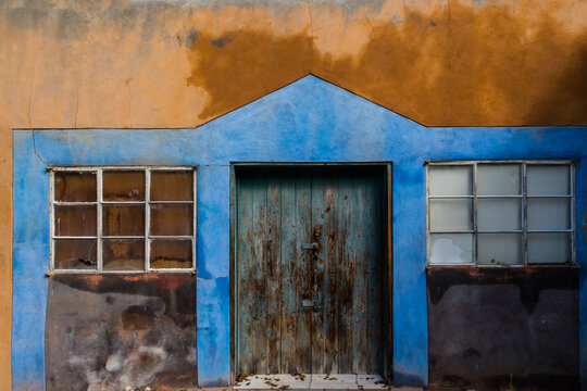 Blue Doorway on Abandonded House,Embudo,New Mexico,USA