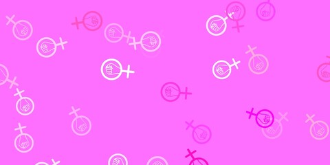 Light Pink, Yellow vector background with woman symbols.