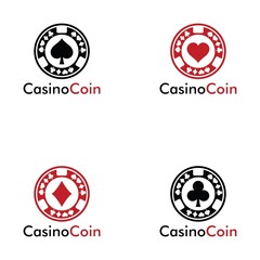 Set of casino coin logo design for casino business, gamble, card game, speculate, etc.