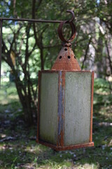 A closeup of an old lamp