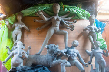 Clay idol structure of Goddess Durga