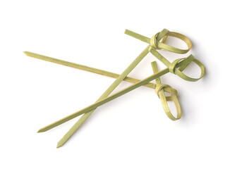 Top view of bamboo knot cocktail sticks