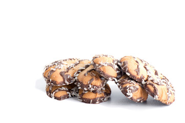 Shortbread biscuits on a white background.