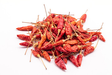 Fototapeta premium Close up dried red chili pepper isolate on white background.