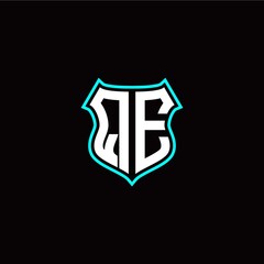 Q E initials monogram logo shield designs modern