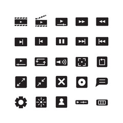 Video Player icon set vector solid for website, mobile app, presentation, social media. Suitable for user interface and user experience.