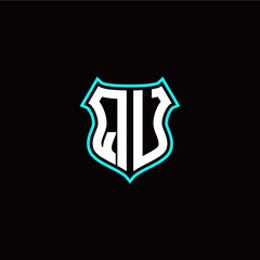 Q U initials monogram logo shield designs modern