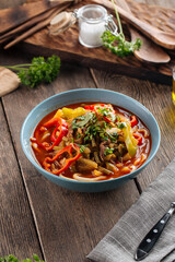 Asian uyghur cuisine dish suiru lagman noodles