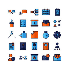 Project Management icon set vector flat line for website, mobile app, presentation, social media. Suitable for user interface and user experience.