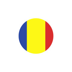 Flag of Romania as round glossy icon. Button with Romanian flag